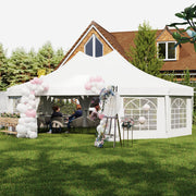 White 10 Sided Decagonal Garden Gazebo Marquee Party Tent with Heavy Duty Frame by Outsunny