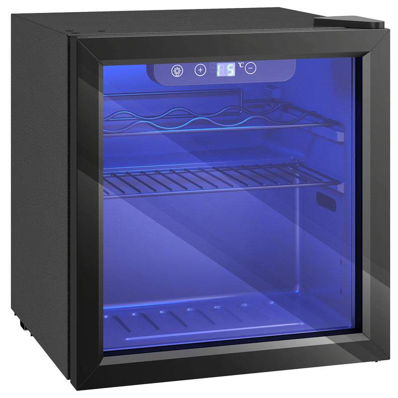 Wine Cooler for 12 Bottles with Double Glass Door and Quiet Operation Black Homcom