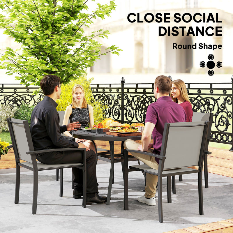 5 Piece Patio Dining Set with Round Table and Stackable Chairs for Patio by Outsunny