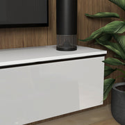 Wall Mounted High Gloss TV Unit With Storage For TVs Up To 70 Inches, White