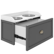 Stainless Steel Raised Dog Bowls With Storage Drawer For Large Breeds, Grey