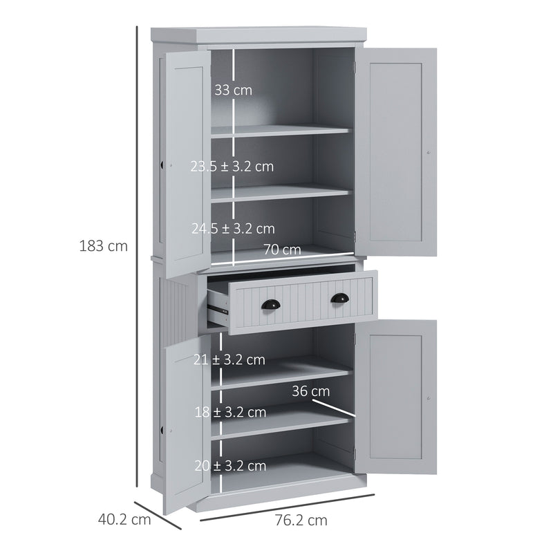Freestanding Kitchen Storage Cabinet With Shelves And Drawers For Home Organisation Grey