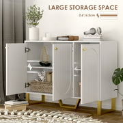 White 3 Door Sideboard Storage Cabinet with Adjustable Shelves and Modern Design