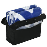 Blue and White Reversible Outdoor RV Mat with Carry Bag Ideal for Camping or Patio Use