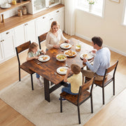 Folding Dining Table for Small Spaces Seats Up to 6 Converts to Desk Rustic Brown Black AOSOM