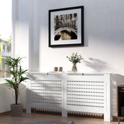 Modern MDF Radiator Cover Cabinet With Horizontal Slats For Living Room Or Bedroom, White