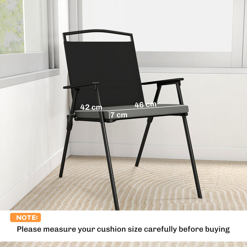 Outdoor Seat Cushions Set of 6 for Comfortable Garden Chairs Water-Repellent Dark Grey Outsunny
