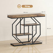 4 Tier Industrial Console Table With Storage Shelves For Hallway Or Living Room Rustic Brown AOSOM