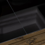 Black 6 Seater Aluminium Rectangular Garden Table with Tempered Glass Top for Patio Dining