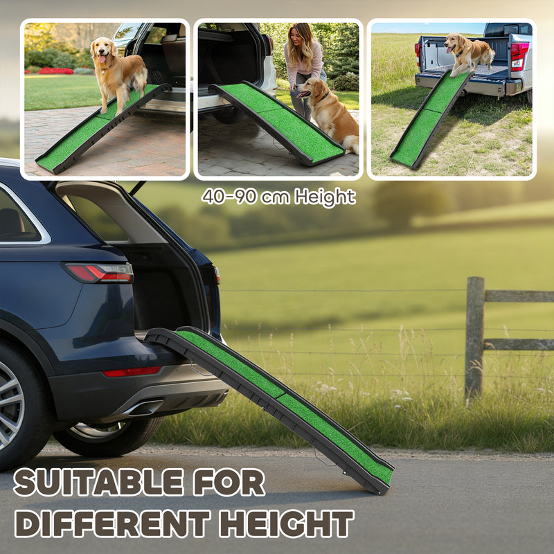 Foldable Dog Ramp with Non Slip Surface Ideal for Cars and Home Use, Black AOSOM