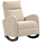Modern Corduroy Rocking Armchair With Cushioned Seat For Living Room Comfort Beige