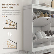 Shoe Storage Cabinet for Hallway Organisation with Four Drop-Down Compartments White AOSOM