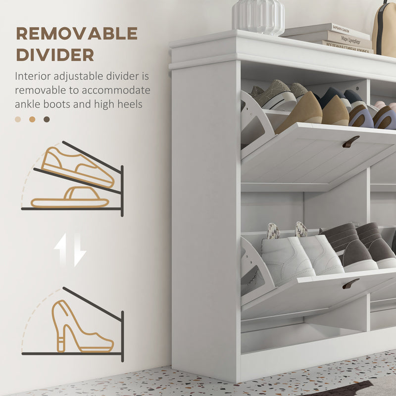 Shoe Storage Cabinet for Hallway Organisation with Four Drop-Down Compartments White AOSOM