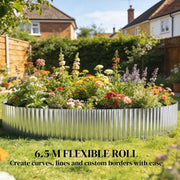 Metal Lawn Edging for Neat Garden Borders Flexible Rustproof Steel Silver Tone AOSOM