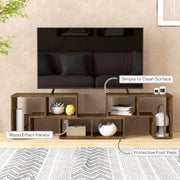 Rustic Brown TV Stand for TVs up to 75 Inches with Storage Shelves Extendable Design by HOMCOM