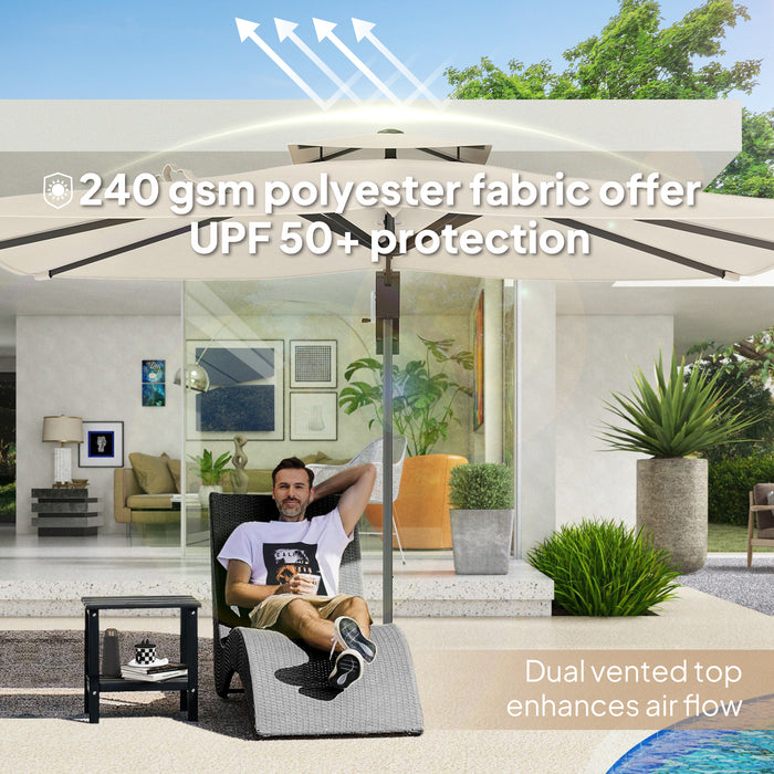 Grey Cantilever Parasol 3.7 x 2.7m With 360 Rotation Tilt UPF50 Sun Shade by Outsunny