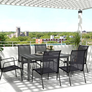 Grey Aluminium Extending Garden Table for 6 to 8 Seater with Slatted Top by Outsunny