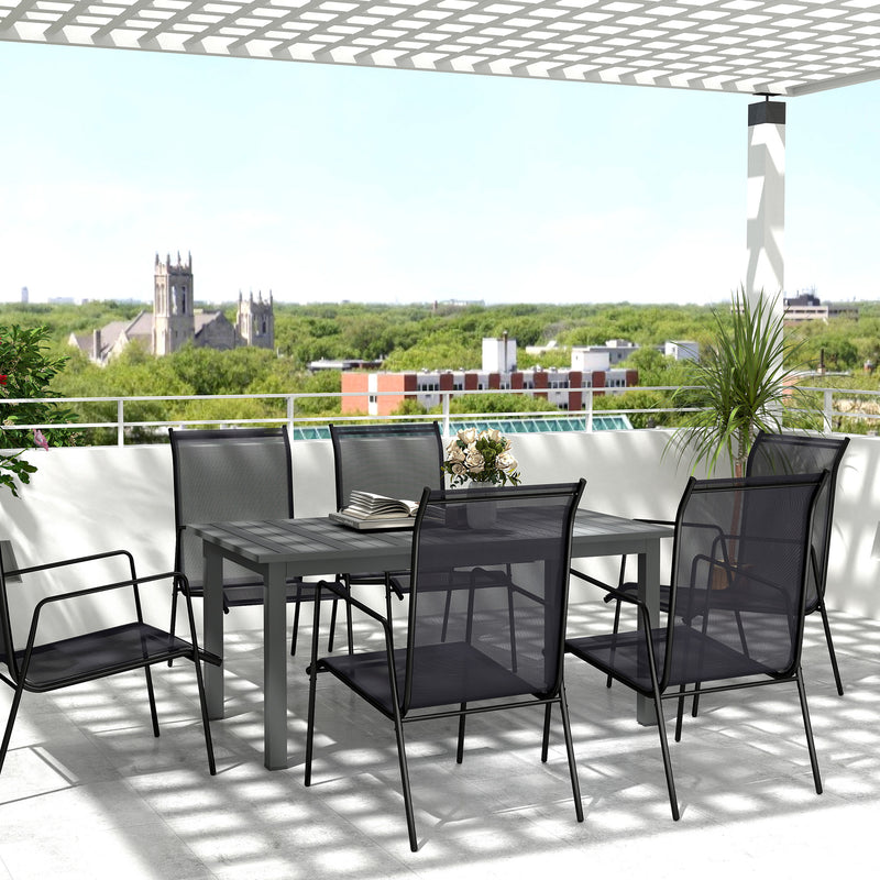 Grey Aluminium Extending Garden Table for 6 to 8 Seater with Slatted Top by Outsunny