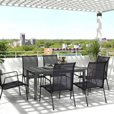 Grey Aluminium Extending Garden Table for 6 to 8 Seater with Slatted Top by Outsunny