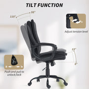 Ergonomic Office Chair With Double Padding And Linen Look Fabric For Home Workspaces Black AOSOM
