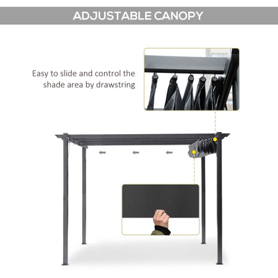 Grey 3x3m Aluminium Gazebo with Retractable Roof for Garden by Outsunny