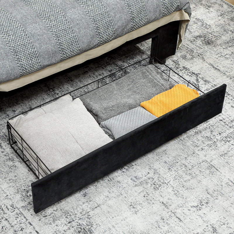 King Size Ottoman Bed Frame with Storage Drawer Ideal for Bedrooms Black