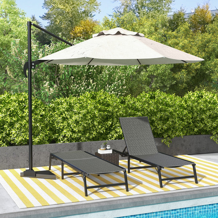 Set of 2 Grey Rattan Sun Loungers With Adjustable Backrest for Garden and Poolside by Outsunny