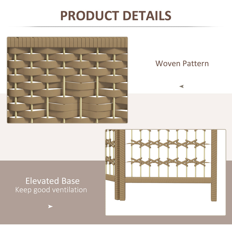 Folding Room Divider with Handwoven Panels for Flexible Privacy, Natural Wood Homcom