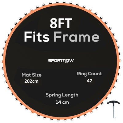 Trampoline Replacement Mat with Spring Tool 42 V-Hooks for 8ft Trampoline Orange by SPORTNOW AOSOM