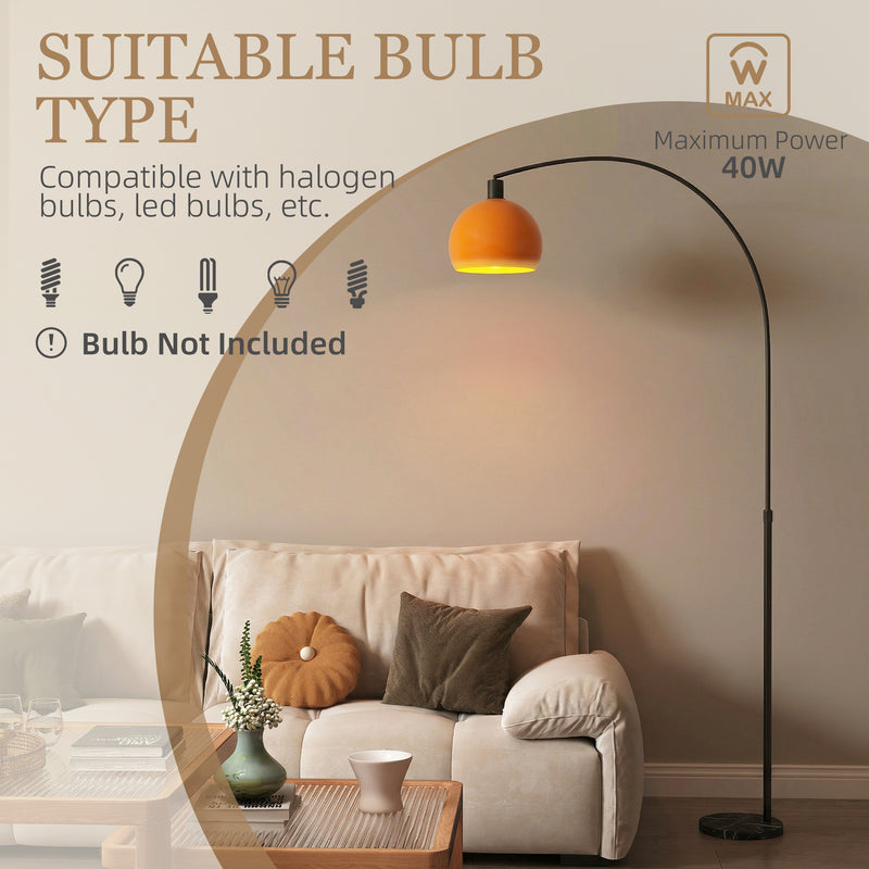 Floor Lamp with Curved Head for Cosy Living Room Lighting Black Orange Homcom