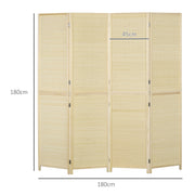 Bamboo Room Divider 4 Panel Folding Screen for Privacy and Space Separation Natural Wood AOSOM