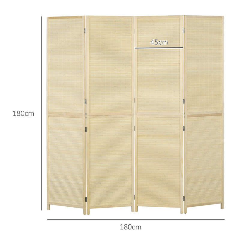 Bamboo Room Divider 4 Panel Folding Screen for Privacy and Space Separation Natural Wood AOSOM