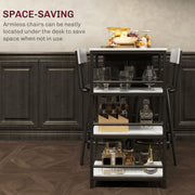 Three Piece Kitchen Dining Set with Shelves Grey and Black by HOMCOM