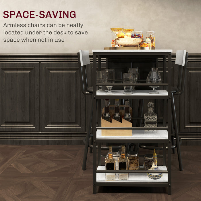 Three Piece Kitchen Dining Set with Shelves Grey and Black by HOMCOM