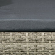 Light Grey Rattan Two Seat Garden Chair With Built In Table For Outdoor Relaxing