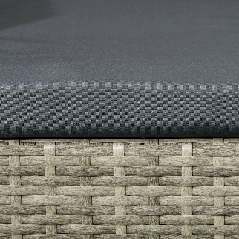 Light Grey Rattan Two Seat Garden Chair With Built In Table For Outdoor Relaxing