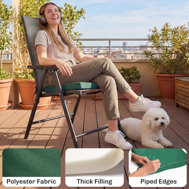 Set of 6 Padded Chair Cushions for Indoor or Outdoor Comfort with Removable Covers Green Outsunny