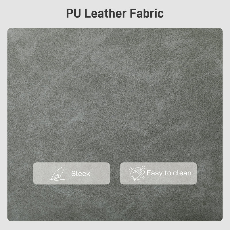 Two Seater Grey Faux Leather Sofa With Marble Effect Ideal For Living Rooms 