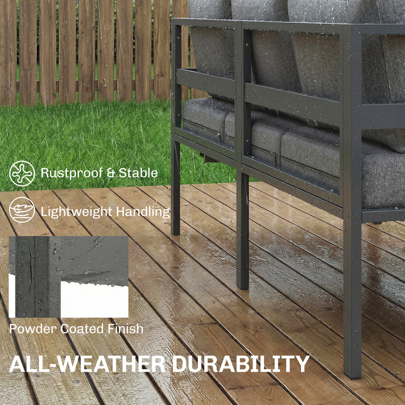 Garden Corner Sofa Set with Adjustable Backrest and Table for Flexible Outdoor Seating, Dark Grey