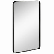 Wall Mirror with Shatter Resistant Tempered Glass and Rounded Corners for Safe Homes Black Homcom