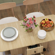 6 Seater Drop Leaf Dining Table with Storage Wood Effect by HOMCOM