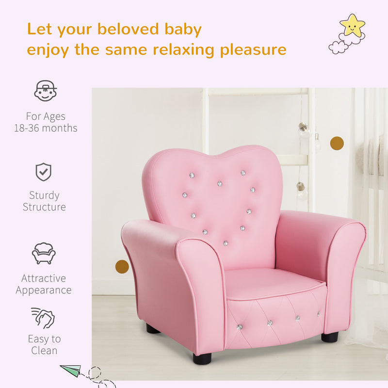 Kids Armchair with Soft Cushioning for Relaxing and Reading in Playroom or Bedroom, Pink
