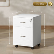Lockable Mobile Filing Cabinet with Two Drawers for Home Office White Wood Grain by HOMCOM