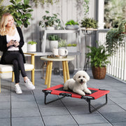 Portable Elevated Dog Bed with Breathable Mesh for Indoor and Outdoor Use Red