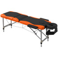 Massage Table Foldable Adjustable Height for Comfortable Home Use Black and Orange