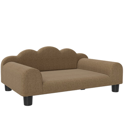 Elevated Dog Sofa Bed with Backrest and Armrest for Small Pets Ideal for Lounging Brown