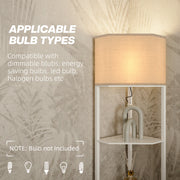 White Three-Shelf Corner Floor Lamp with Soft Lighting by HOMCOM