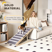Adjustable Folding Dog Ramp for Sofa or Bed with 4 Heights Non Slip Design Brown AOSOM