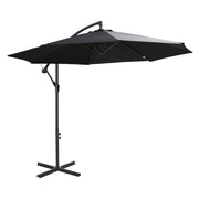 Black 2.45m Cantilever Garden Parasol With Cross Base Waterproof And UV Protection