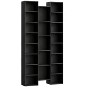 21 Compartment Storage Bookshelf With Open Display Shelves For Home Office, Black